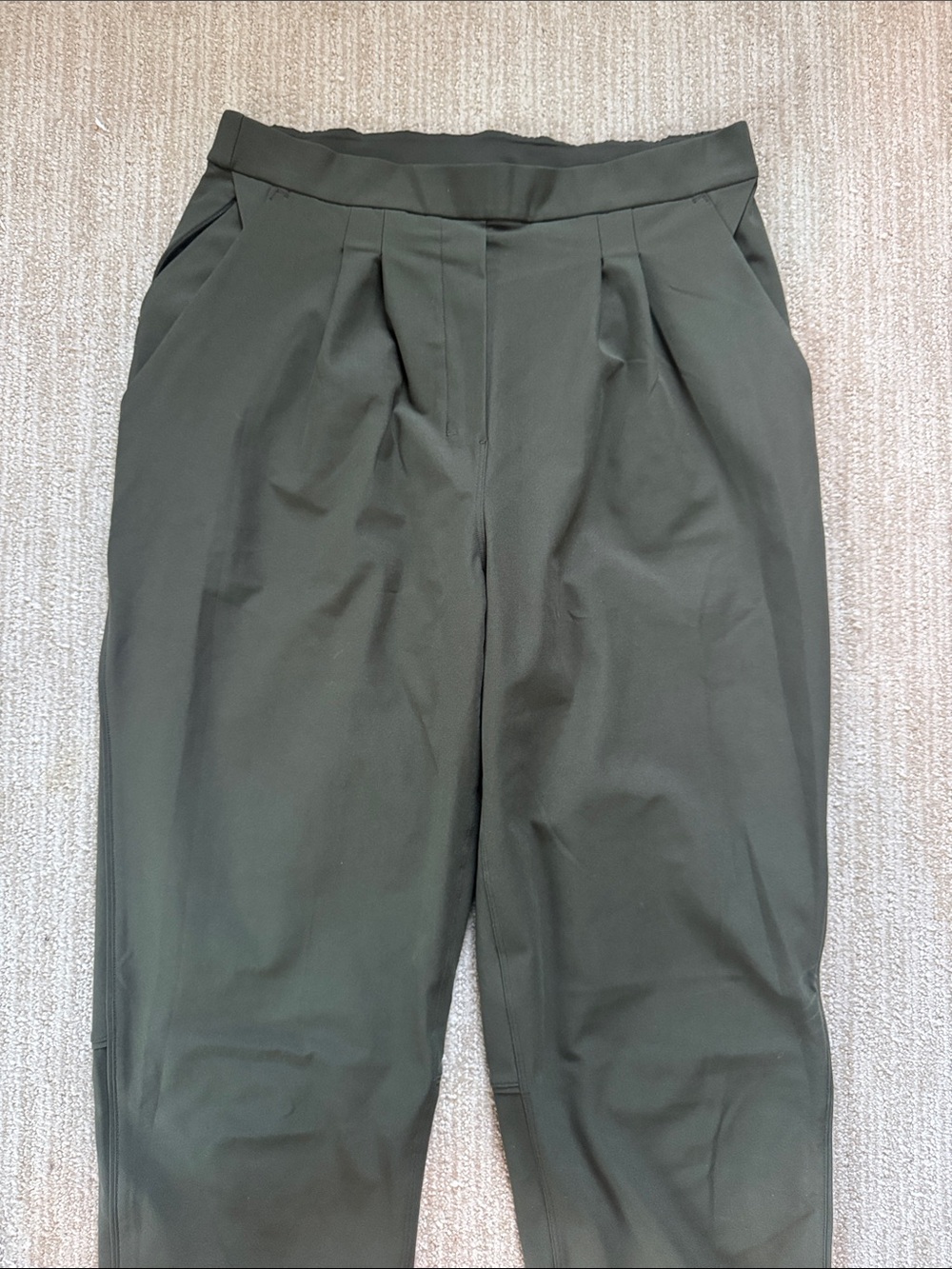 Lululemon Woman's Size 8 Dark Olive Essential High-Rise Trouser Pocket Pants - Picture 2 of 8